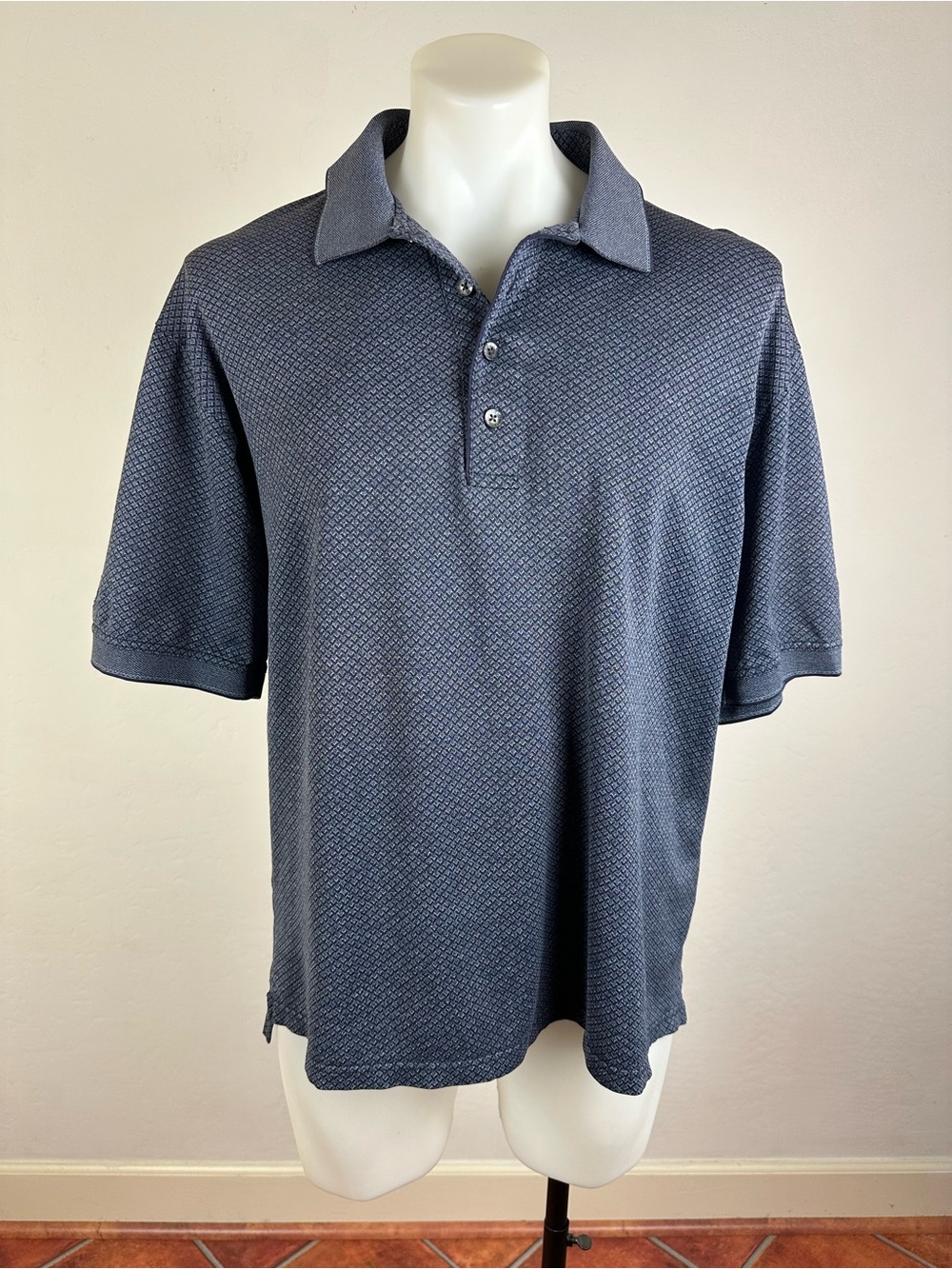 Descente Men's Egyptian Cotton Soft Textured Navy Polo Shirt